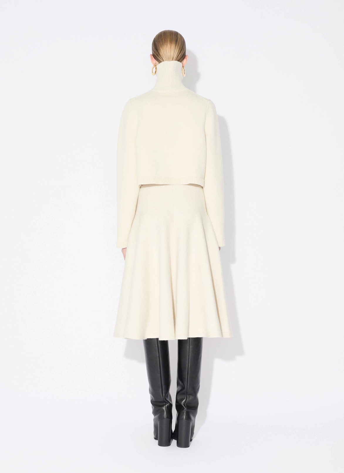 CASHMERE KNIT CROPPED JUMPER ALAÏA WHITE CASHMERE KNIT CROPPED JUMPER